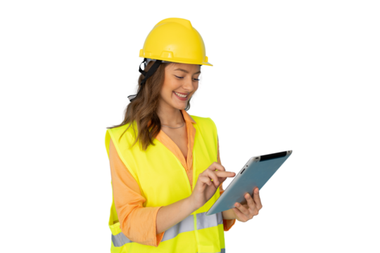 Motivated woman with protective gear ready to tackle engineering challenges