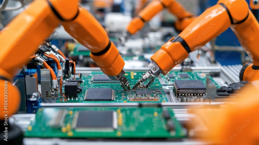Poster advanced robotics enhance production efficiency in electronic circuit manufacturing processes