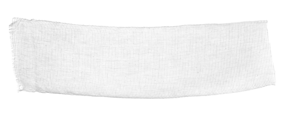 New medical bandage line hanging, first aid isolated on white, clipping