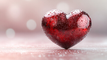Fototapeta premium 3D Beautiful red heart closeup, Valentine's Day 