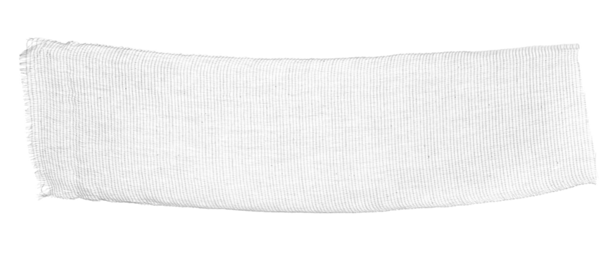 New medical bandage line hanging, first aid isolated on white, clipping