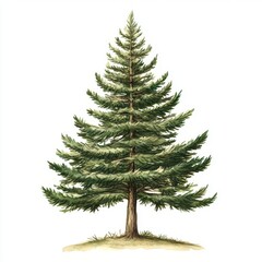 A detailed illustration of a majestic evergreen tree, showcasing its lush green needles and strong trunk.
