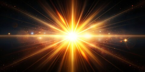 A celestial burst of golden light, radiating outward from a central star, illuminating the dark expanse of space with a vibrant and ethereal glow.