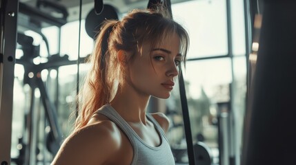 Fototapeta premium Sporty woman in gym