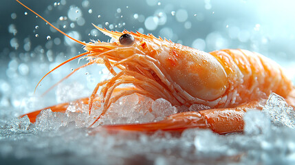 Frozen shrimp on ice seafood, fresh, cold storage, delicacy, culinary, texture, food, frozen seafood, freshness, marine.	