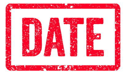 Date Stamp Transparent Seal, Red Grunge Date Flower Word Typography Rubber Stamp Seal Signboard Text Effect