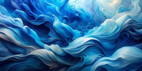 Obraz premium A Swirling Symphony of Azure and Cerulean Hues, Capturing the Movement of an Abstract Ocean