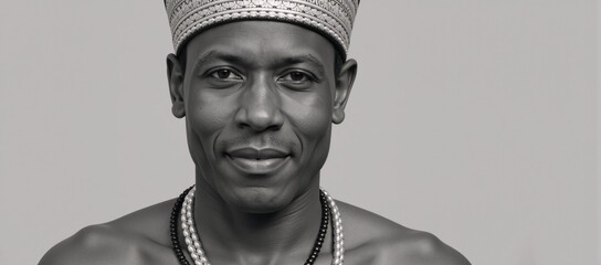 Saint Charles Lwanga exemplifies courage and faith with an air of hope and resilience while wearing traditional attire