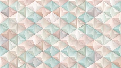 A seamless pattern of pastel colored geometric shapes, forming a delicate and intricate design with a soft, wood-like texture.