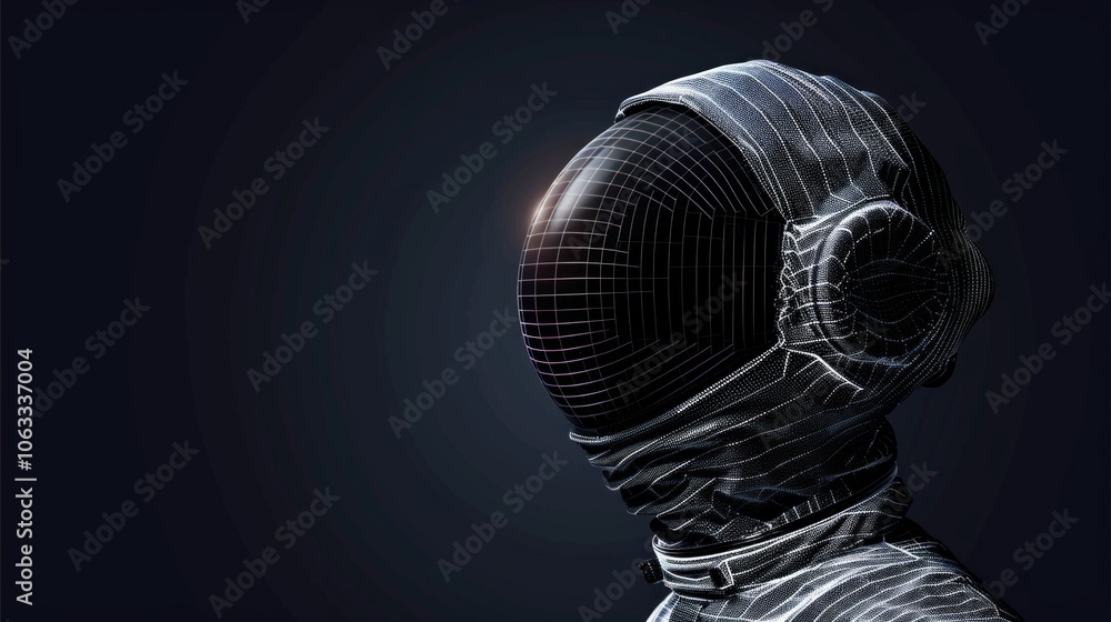 Poster a striking abstract design showcases an astronaut's head, rendered in a unique style that emphasizes