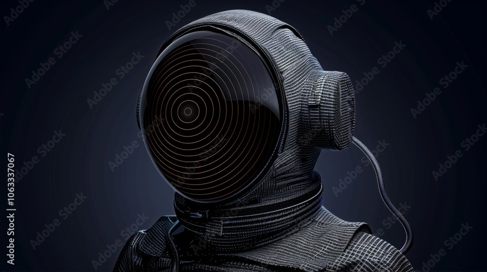 Poster this abstract graphic design showcases the head of an astronaut with intricate patterns, set against