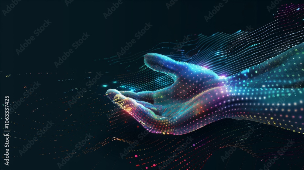 Aufkleber An abstract design showcases a colorful perspective grid, emphasizing depth with intricate digital patterns and flowing lines. Generative AI