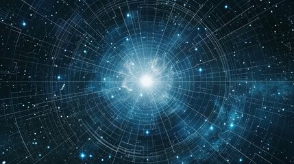A captivating abstract graphic design showcases a cosmic theme, illustrating the beauty and mystery of the northern sky's depths. Generative AI