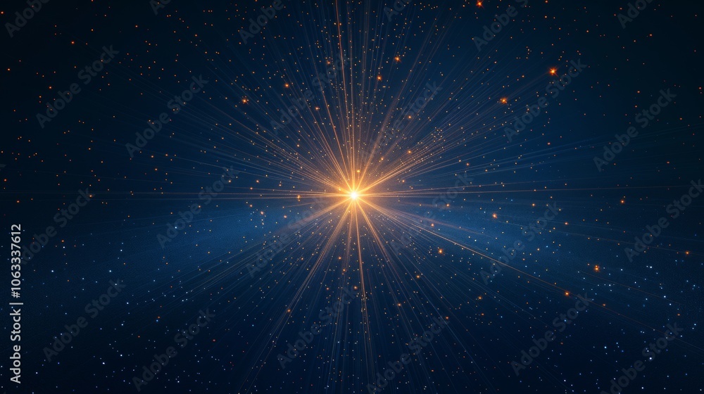 Poster vibrant bursts of light emerge from a deep blue background, creating a captivating abstract visual e