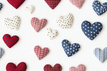 3d hearts pattern with different sizes and colors.