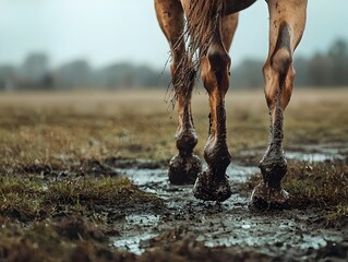 Proud Horse Stands Strong After Galloping Through Muddy Field