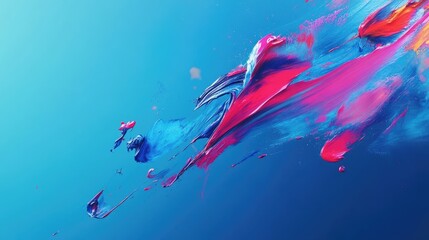 Vibrant paint smear created with brushes against a blue background, capturing the essence of artistic flair with a dynamic paint smear effect and ample copy space.