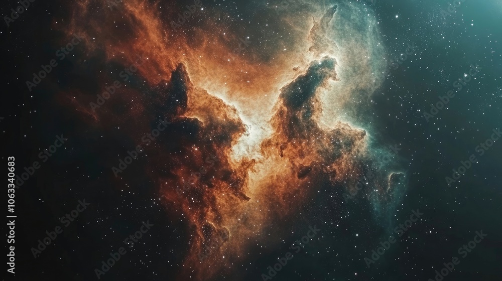 Wall mural astronomical object captured in a digitally created space landscape, with vibrant nebula and star sp