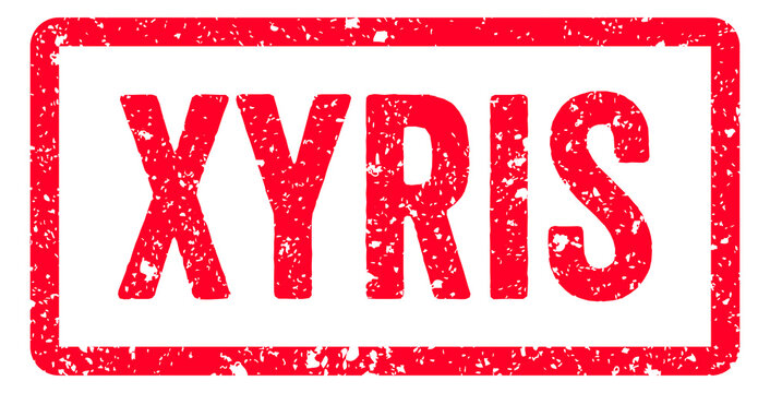 Xyris Stamp Transparent Seal, Red Grunge Xyris Flower Word Typography Rubber Stamp Seal
