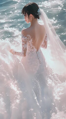 Charming Kawaii Bride in Wedding Dress: Beautiful Anime Art