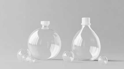 Open and Closed Soap Bubble Bottle Mockup