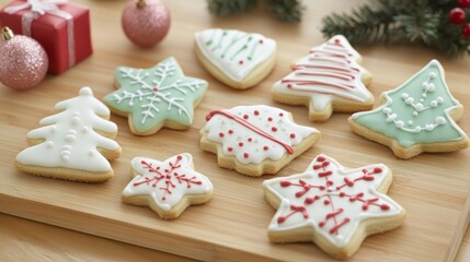 Beautiful cookies assorted close-up. background horizontal top view, lay flat. 