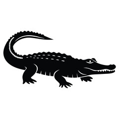 a black silhouette of a crocodile