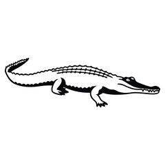 a black silhouette of a crocodile