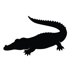 a black silhouette of a crocodile