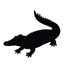 a black silhouette of a crocodile