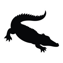 a black silhouette of a crocodile