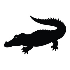 a black silhouette of a crocodile