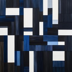 Abstract composition of dark and light rectangular shapes in varying shades.