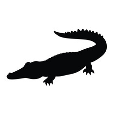 a black silhouette of a crocodile