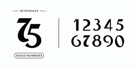 Number font. Font of numbers in classical style with contemporary geometric design. Beautiful elegant numerals. Vintage and old school retro typographic. Vector Illustration