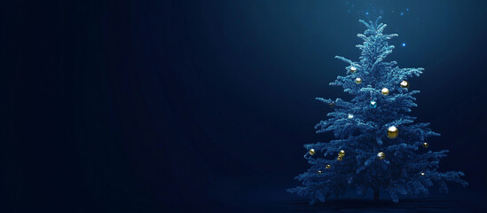 Abstract Minimalist Christmas Tree with Geometric Shapes and Glowing Lights on a Gradient Blue Background, Perfect for Modern Holiday Spirit and Festive Decor






