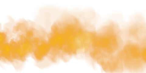 Bright Orange Smoke Cloud Illustration. Fantastic orange smoke. Magic smoke. Smog cloud on podium or stage. Fog vapor over ground or water surface, magic haze. PNG.