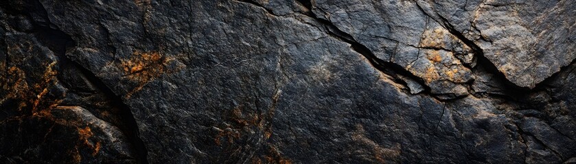 Close-up of Dark Gray and Brown Rock with Cracks
