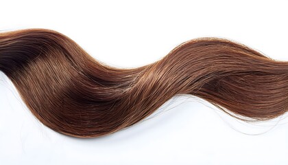 Single strand of human hair with texture under microscopic view, on white background