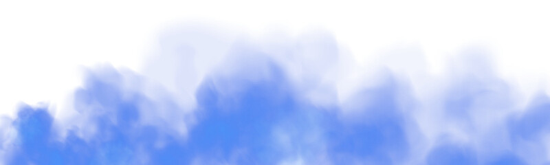 Bright Blue Smoke Cloud Illustration. Fantastic blue smoke. Magic smoke. Smog cloud on podium or stage. Fog vapor over ground or water surface, magic haze. PNG.