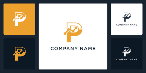 Abstract letter P financial logo and icon editable vector 