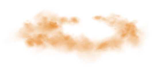 Bright Orange Smoke Cloud Illustration. Fantastic orange smoke. Magic smoke. Smog cloud on podium or stage. Fog vapor over ground or water surface, magic haze. PNG.