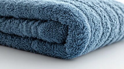 Blue Folded Towel on White Background
