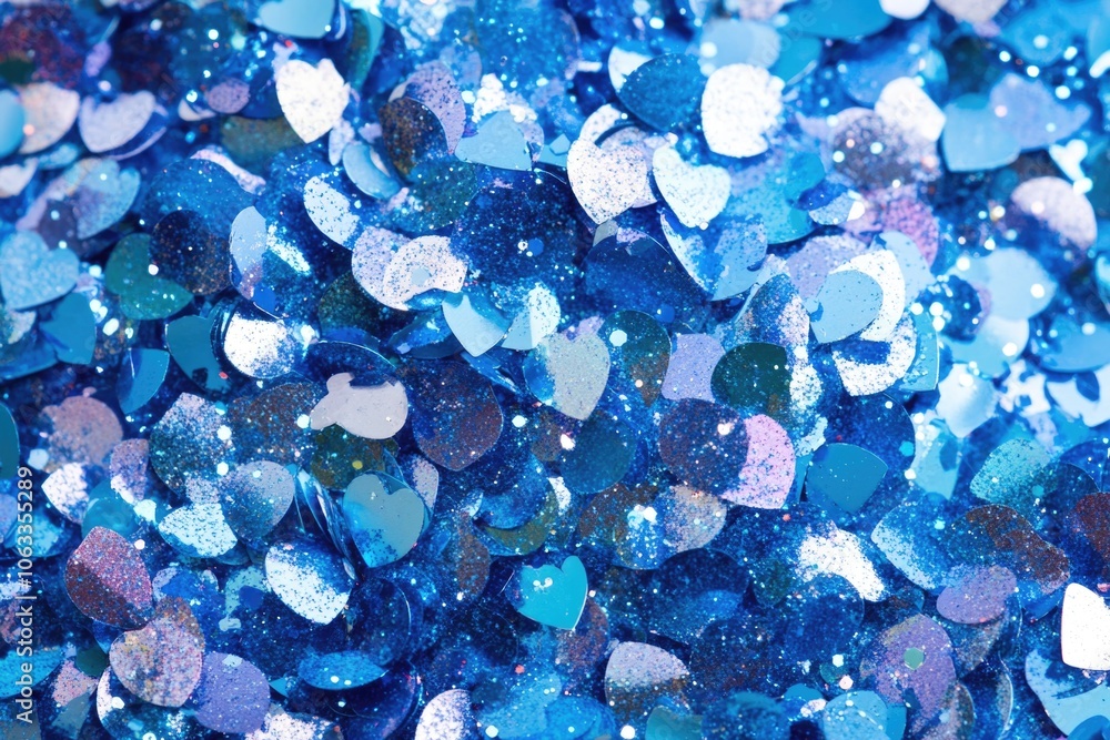 Poster a close-up shot of a pile of blue glitter, perfect for adding some sparkle to your design