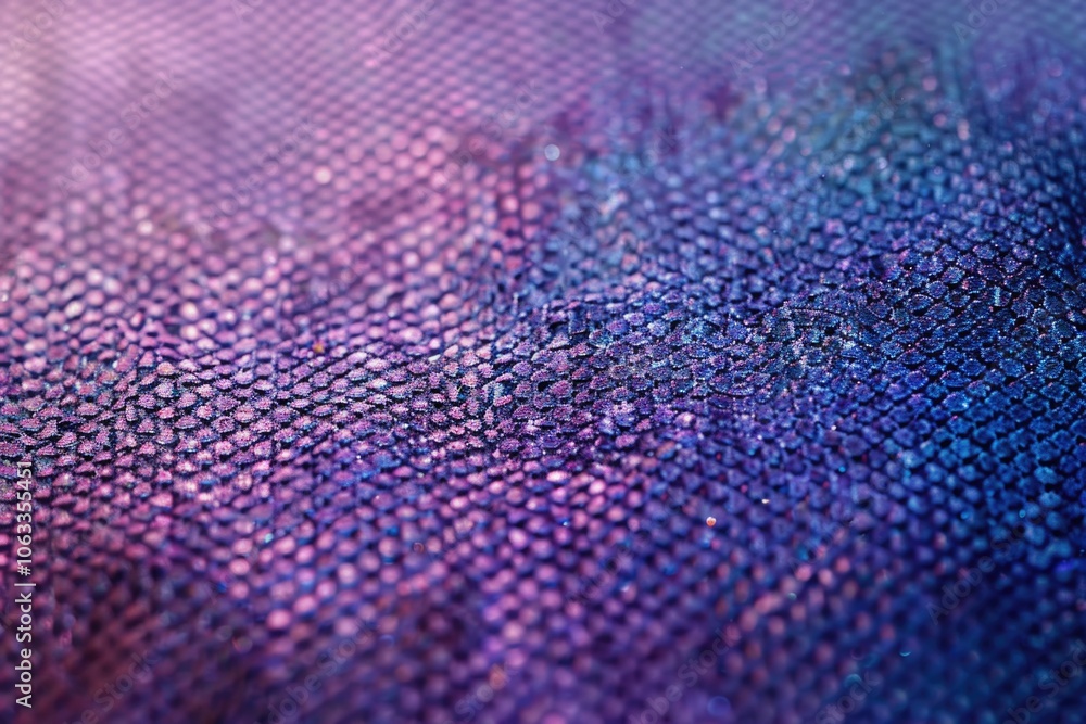 Poster a close-up shot of purple and blue fabric with intricate patterns