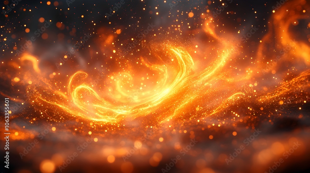 Poster dramatic and fiery cosmic explosion of intense energy and flames bursting forth from the depths of t