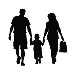 a family are walking holding hand and enjoy the moment