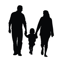 a family are walking holding hand and enjoy the moment