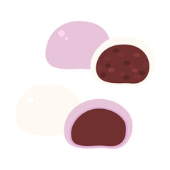 紅白まんじゅうの手描きカラーイラスト