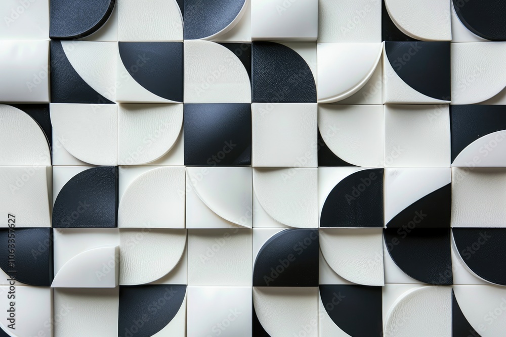Aufkleber a close-up view of a wall composed of black and white squares, great for use in graphic design or as